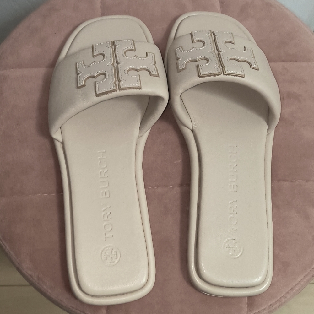 Tory Burch Double T Leather Sport Slide Size 8 - Picture 3 of 8